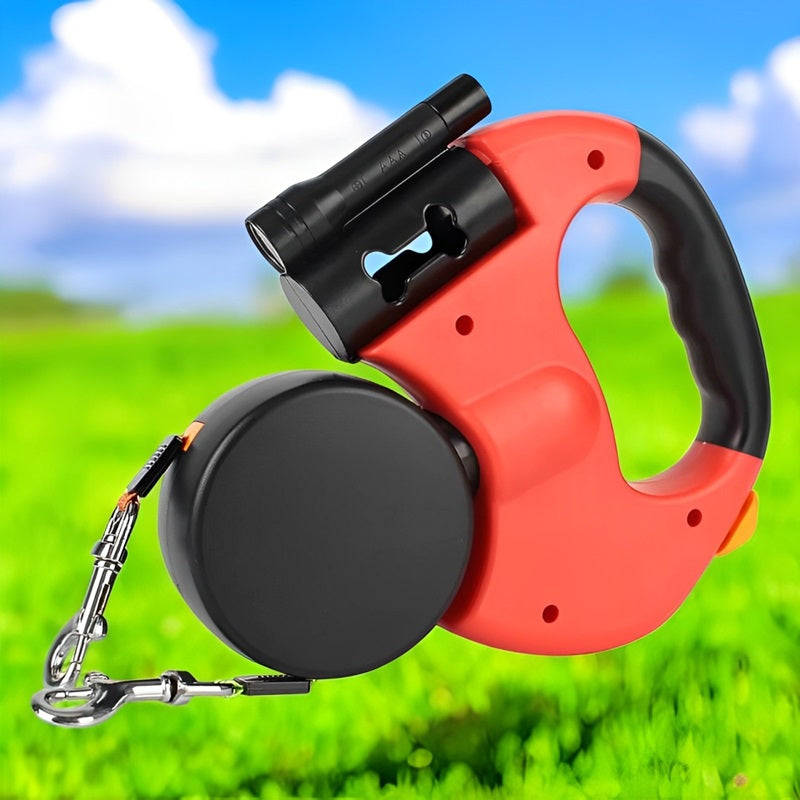 10FT Dual Retractable Dog Leash with Built-In Flashlight and Waste Bag Holder – Tangle-Free for All Breeds 0