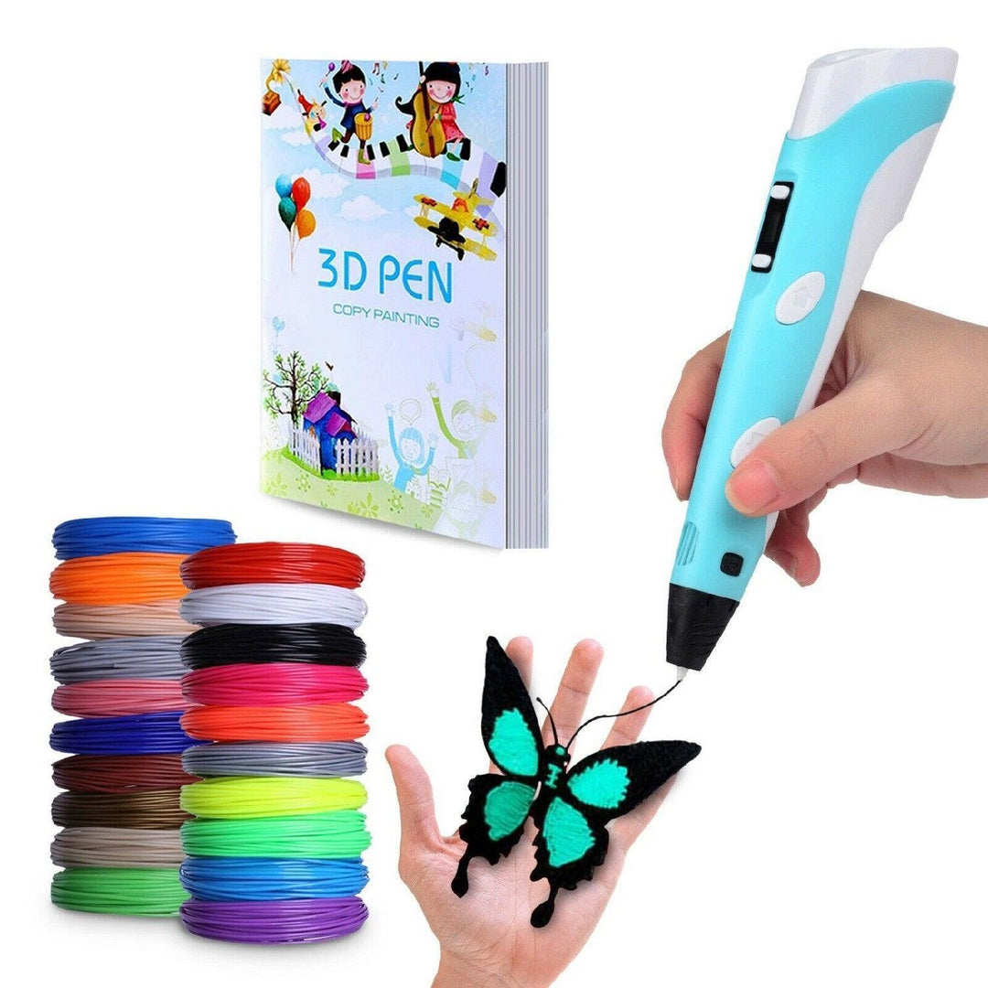 3D Doodle Pen with Filament Refill - LCD 3D Drawing Pen with 12 Colors PLA Filament USB Charging 1