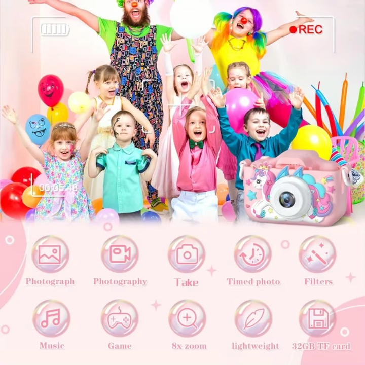 Unicorn HD Kids Camera with 32GB Rechargeable Battery - Capture Awesome Photos and Videos!
