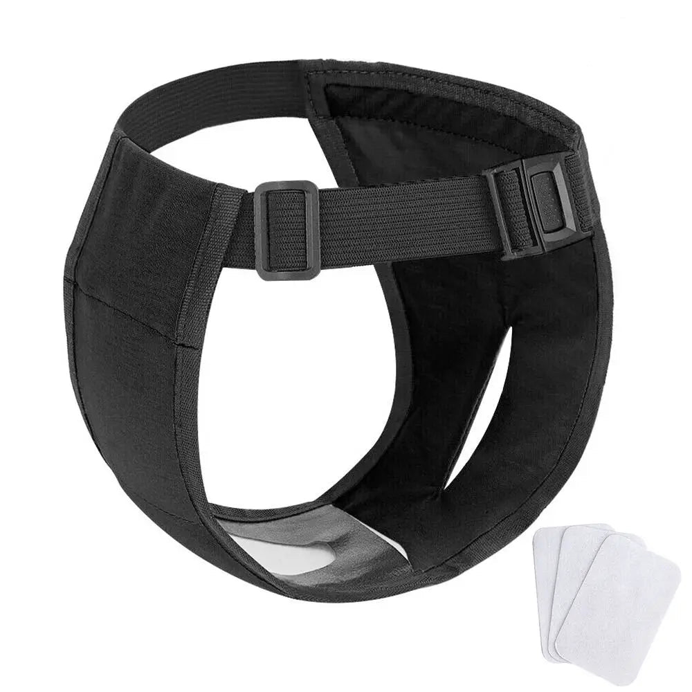 Adjustable Dog Incontinence Pants with Washable Diapers – Comfortable Black Hygiene Pants for Dogs in Heat and Puppies 0