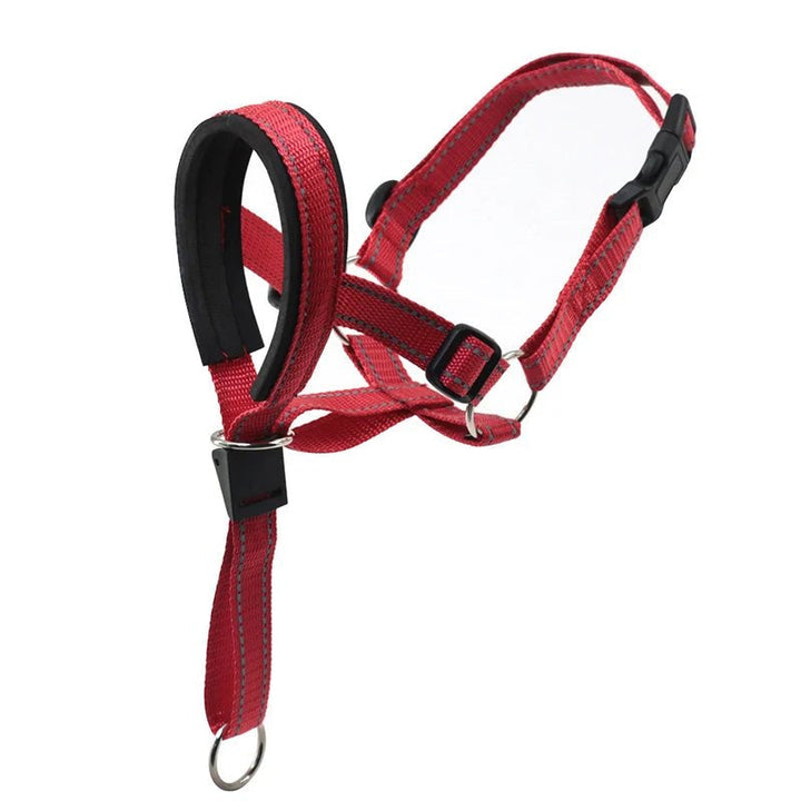 Adjustable Halti Style Dog Muzzle - Breathable, Comfortable Fit with Reflective Strips for Training and Control 0