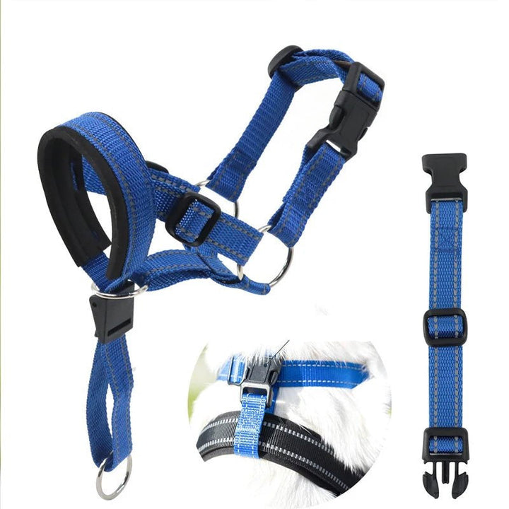 Adjustable Halti Style Dog Muzzle - Breathable, Comfortable Fit with Reflective Strips for Training and Control 1