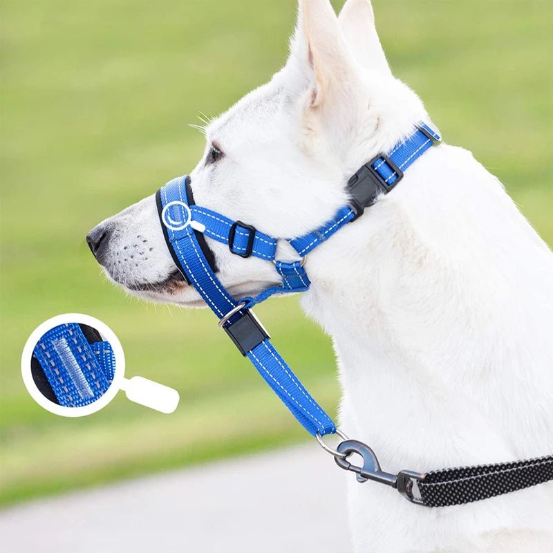 Adjustable Halti Style Dog Muzzle - Breathable, Comfortable Fit with Reflective Strips for Training and Control 3