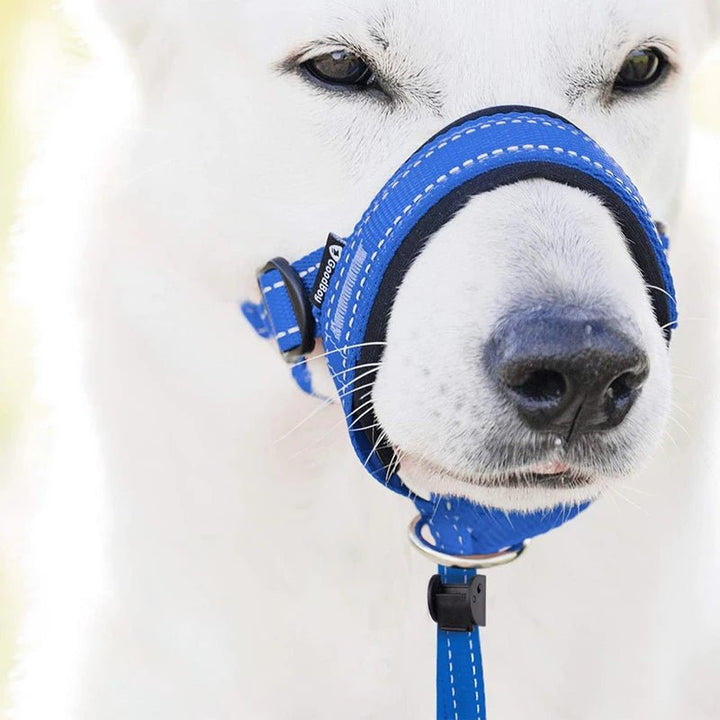 Adjustable Halti Style Dog Muzzle - Breathable, Comfortable Fit with Reflective Strips for Training and Control 4