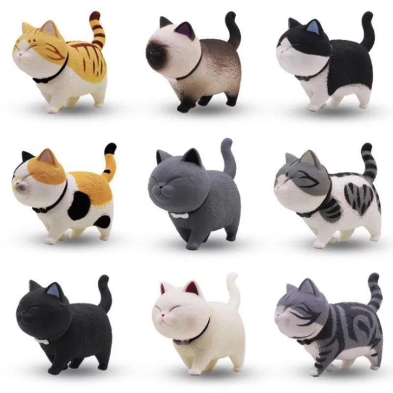 Adorable Cat Decor | 9-Piece Rotating Head Car Decoration Set – Fun and Whimsical Interior Accessory 0