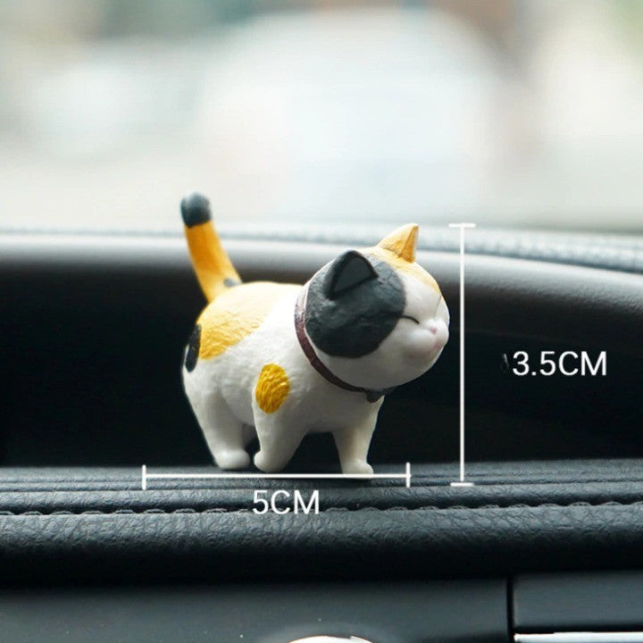 Adorable Cat Decor | 9-Piece Rotating Head Car Decoration Set – Fun and Whimsical Interior Accessory 2