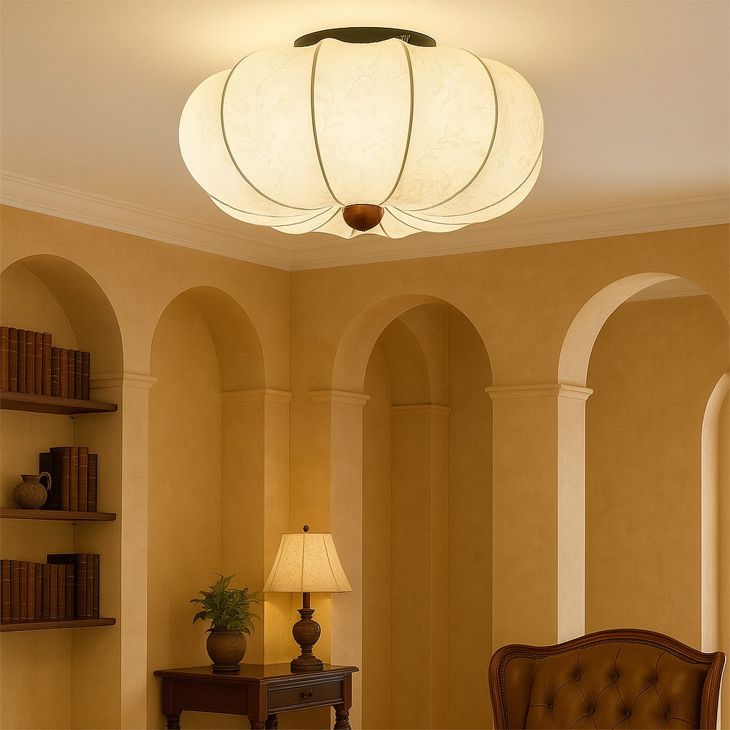 Ambrya | Elegant Medieval-Style Silk Ceiling Lamp with Retro Charm 2