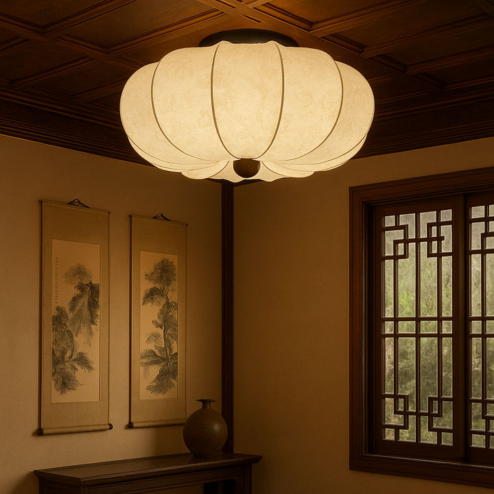 Ambrya | Elegant Medieval-Style Silk Ceiling Lamp with Retro Charm 4