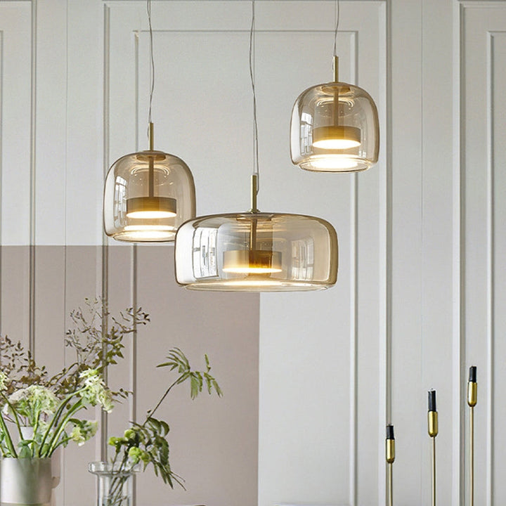 AuraGlass Pendant Light – Retro Gold LED Pendant Light in a Glass design, casting a warm and inviting glow. 3