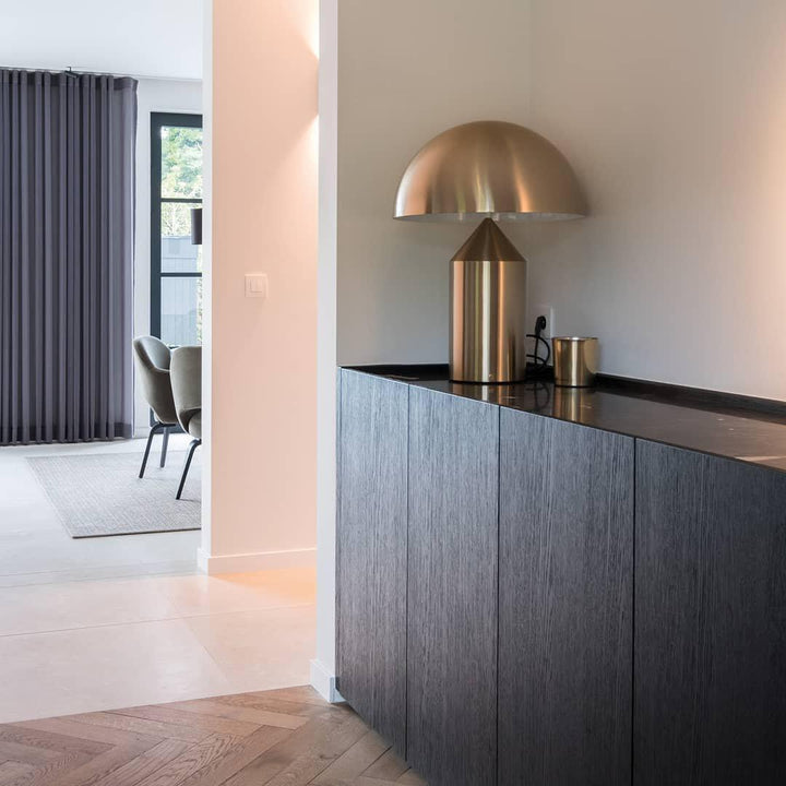 AuraMetal Table Lamp – Contemporary Metallic Design for Living Room, Bedside, or Desk, offering Warm Ambient Lighting and Elegant Style. 5