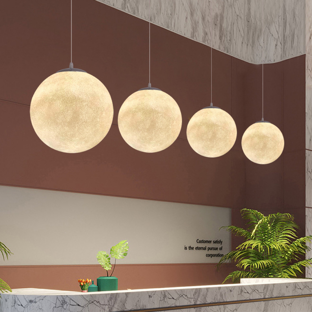 Auralis | Glowing Moon Pattern Hanging Lamp 3