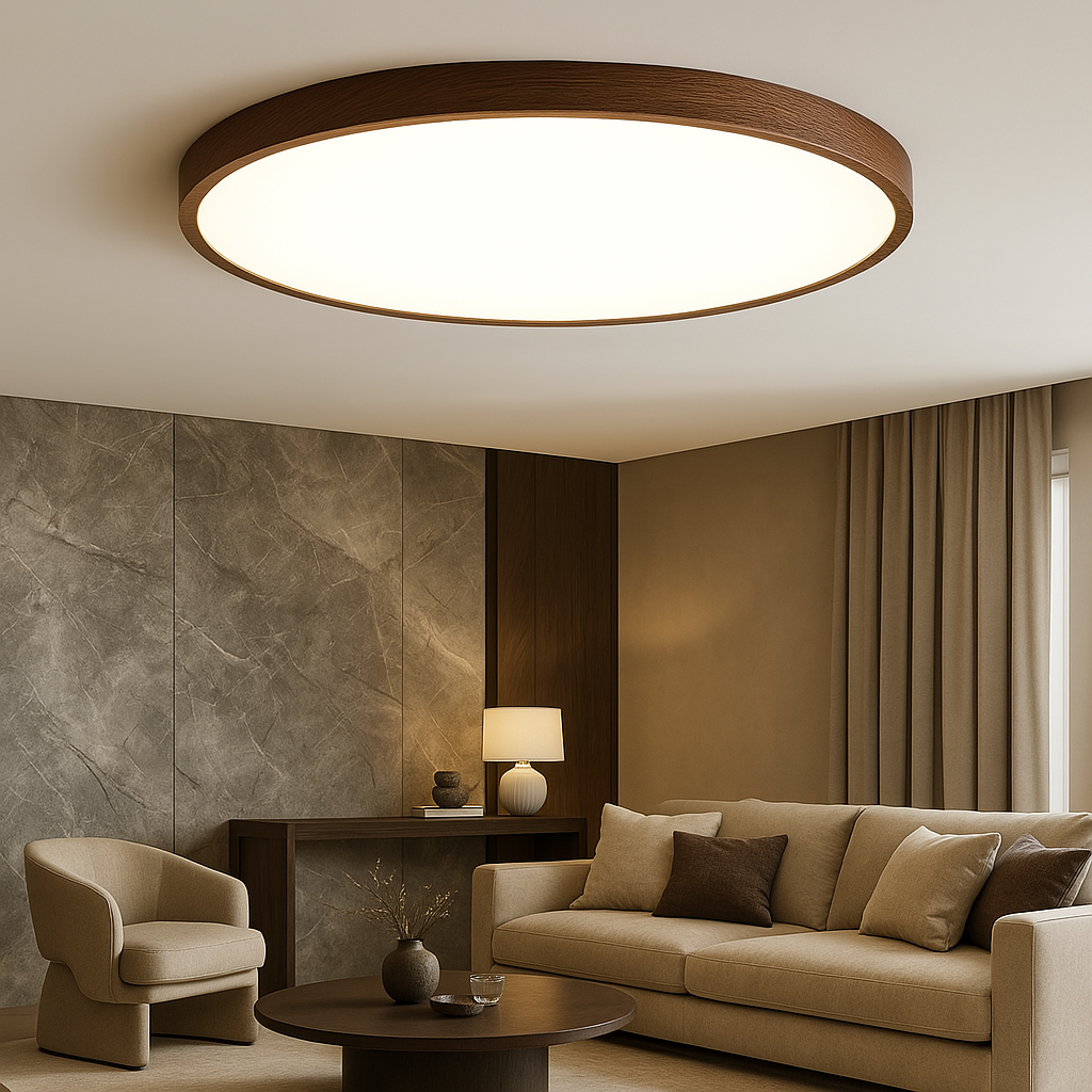 Aurivra | Modern Ceiling Lamp with Dark Wood Grain for Stylish Interiors 0
