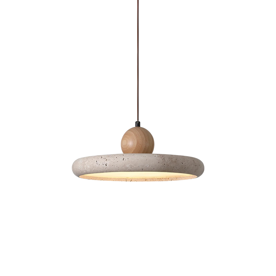 Aurvra | Travertine-Inspired Modern Wood Pendant Light 0