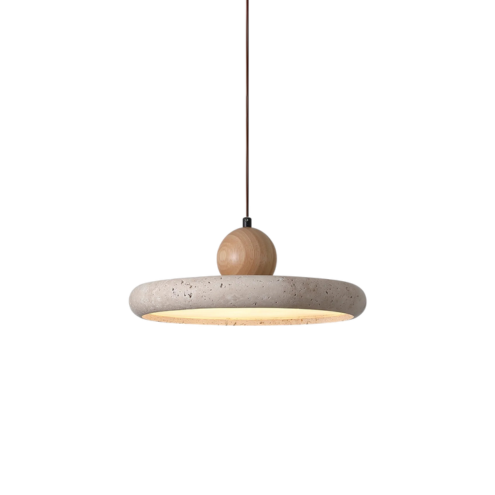 Aurvra | Travertine-Inspired Modern Wood Pendant Light 0
