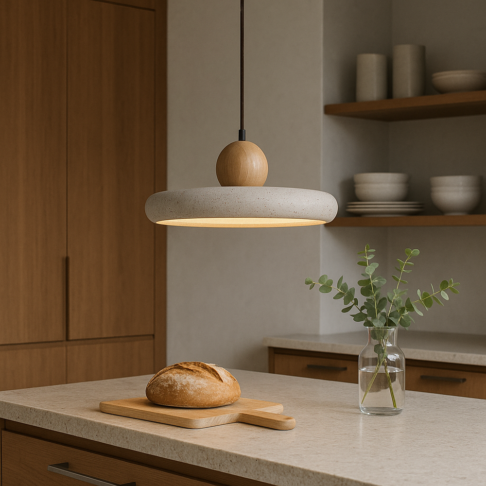 Aurvra | Travertine-Inspired Modern Wood Pendant Light 1