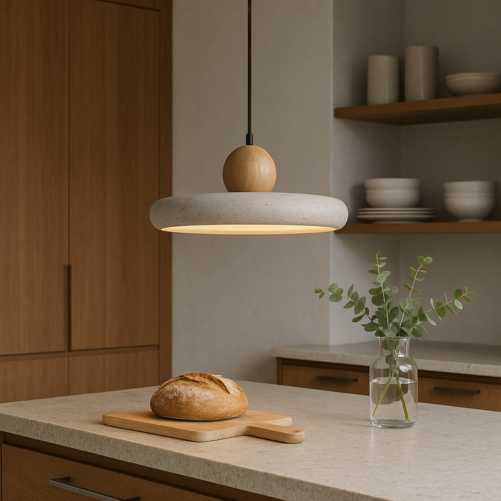 Aurvra | Travertine-Inspired Modern Wood Pendant Light 1