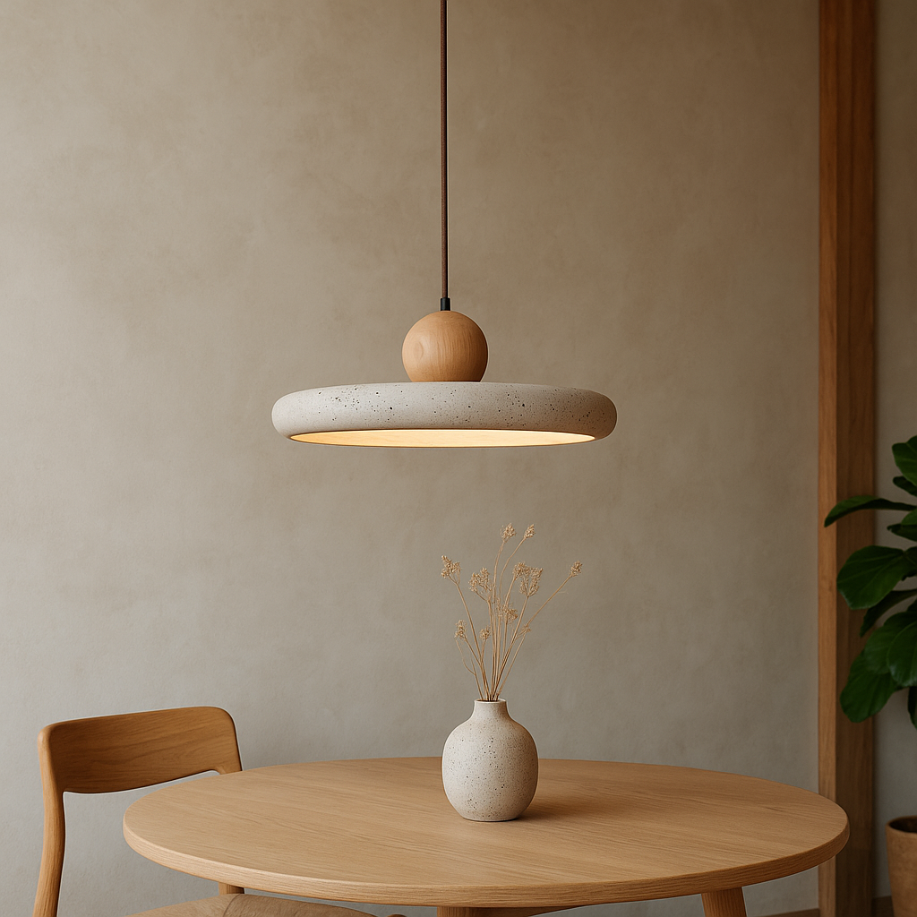 Aurvra | Travertine-Inspired Modern Wood Pendant Light 3