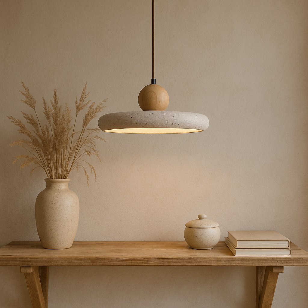 Aurvra | Travertine-Inspired Modern Wood Pendant Light 5