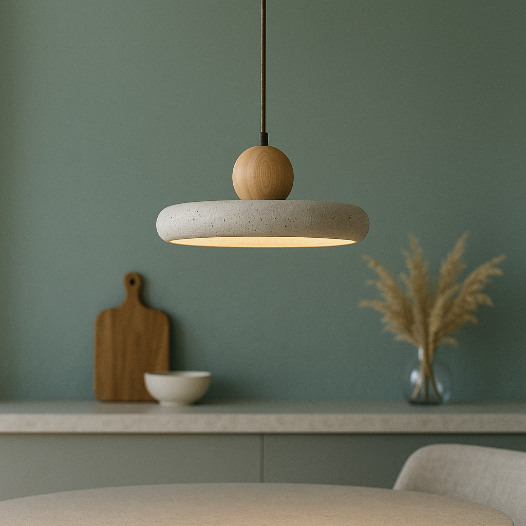 Aurvra | Travertine-Inspired Modern Wood Pendant Light 6