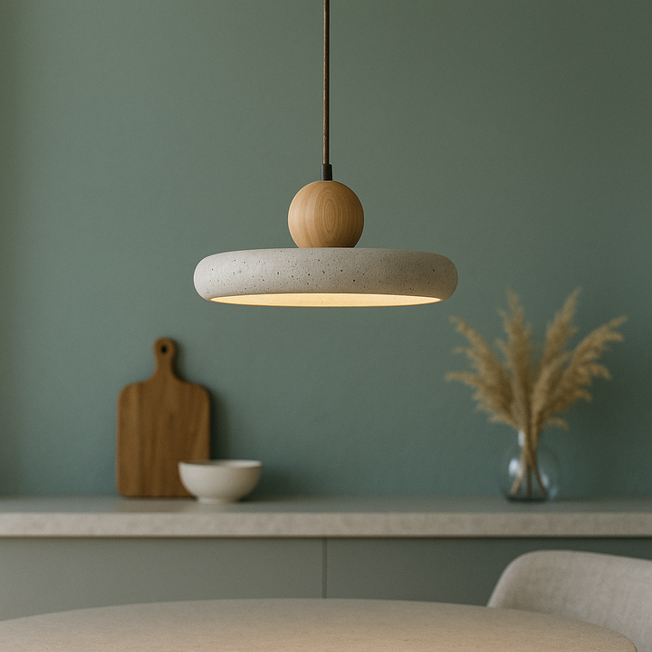 Aurvra | Travertine-Inspired Modern Wood Pendant Light 6