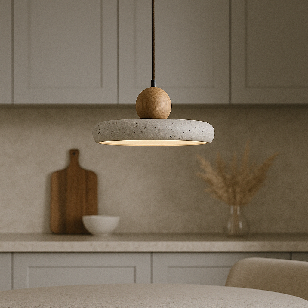 Aurvra | Travertine-Inspired Modern Wood Pendant Light 7
