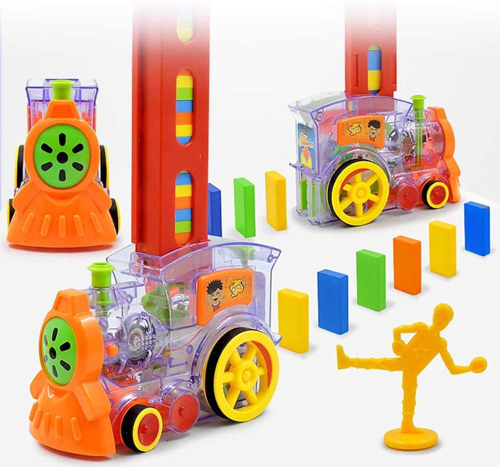 Automatische Domino Trein met 100 Stenen voor Kinderen – Eenvoudig en Frustratieloos Spelen, Veilig Materiaal 0