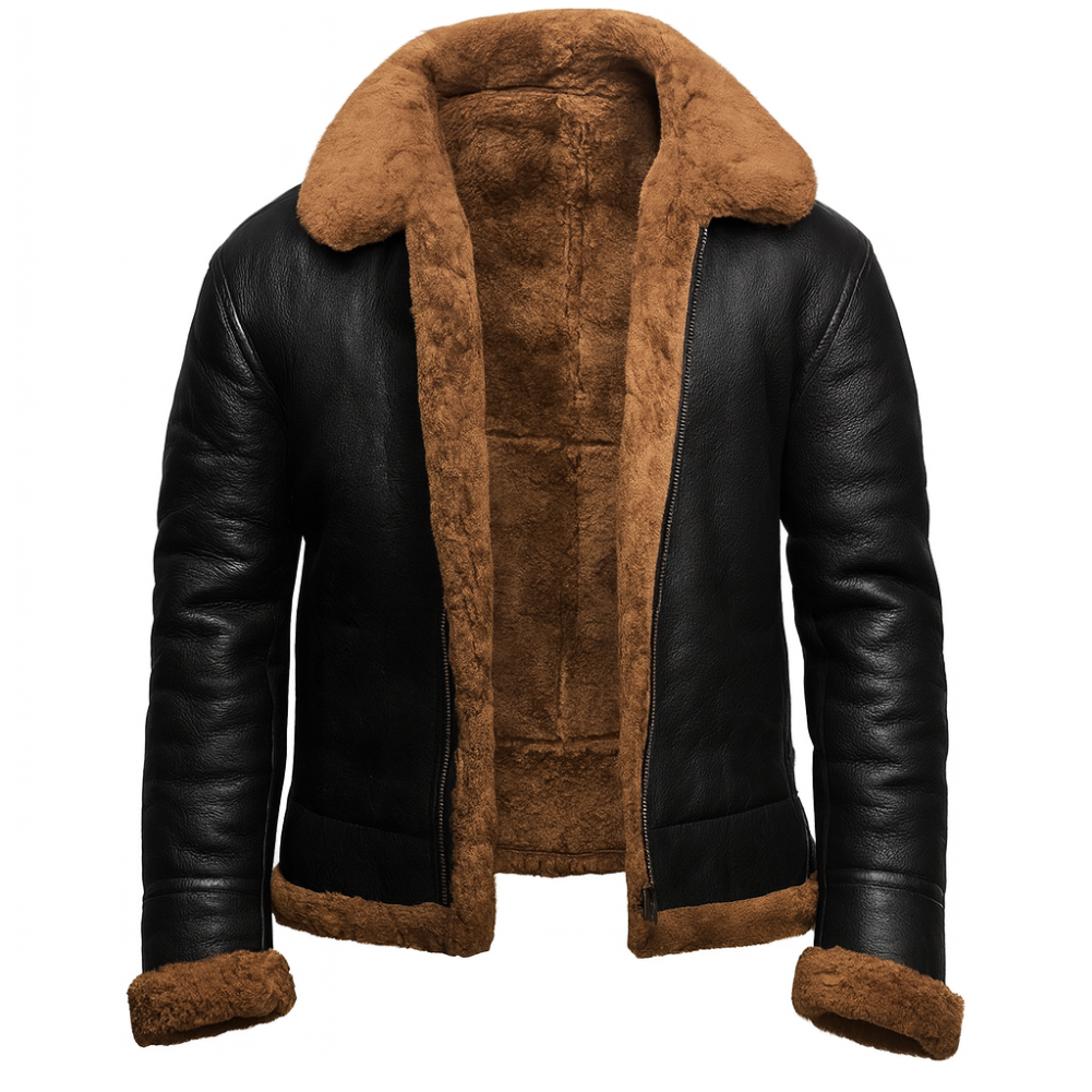 Aviator Bomber Jacket with Thick Sherpa Lining – Stylish Winter Coat for Ultimate Warmth 2