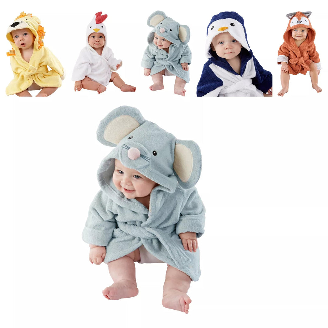 Baby Bathrobe Animal Design Soft Absorbent Cotton 0-6 Years 1