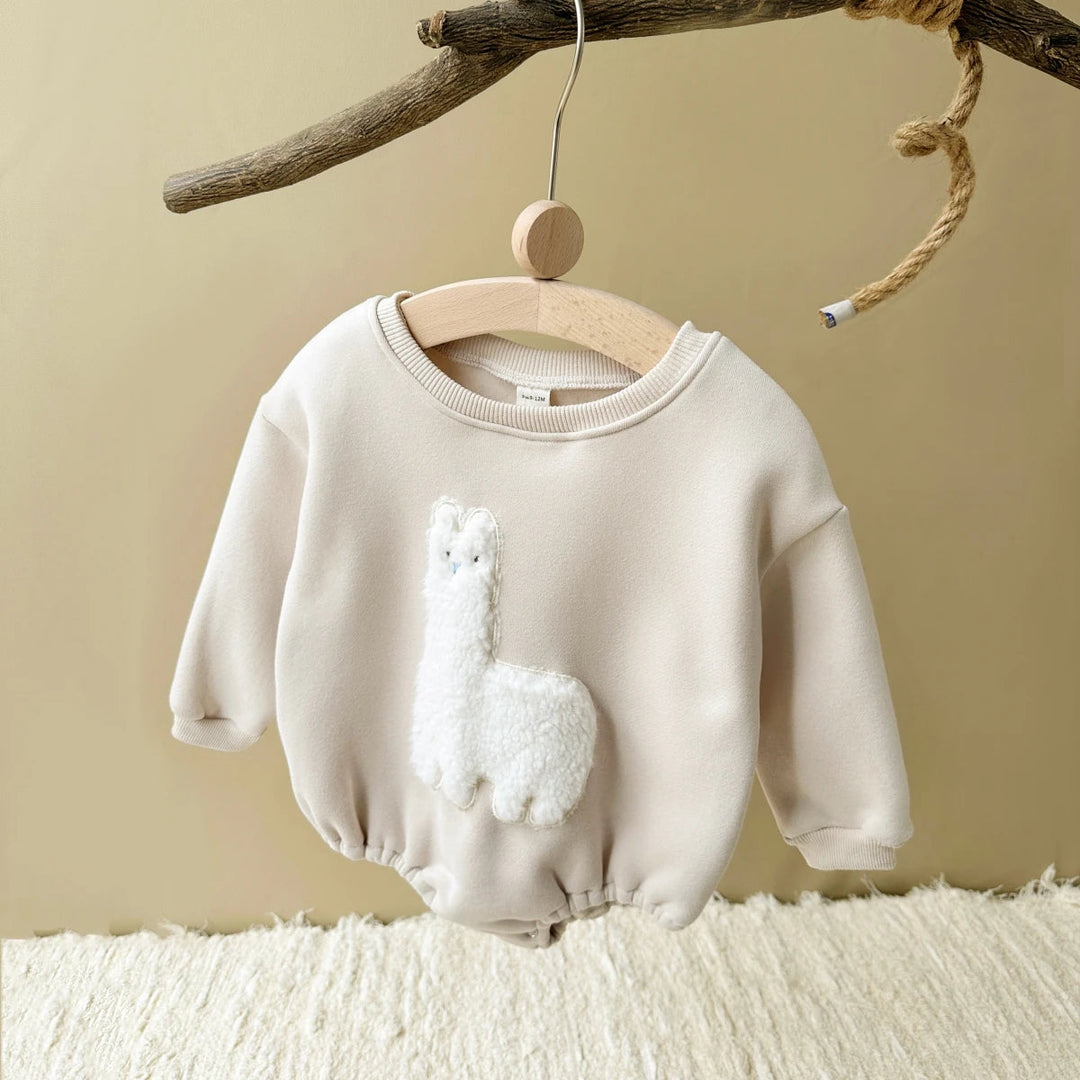 Baby Bodysuit Romper Lama Print Soft Cotton Beige Brown 0-1.5 Years 4