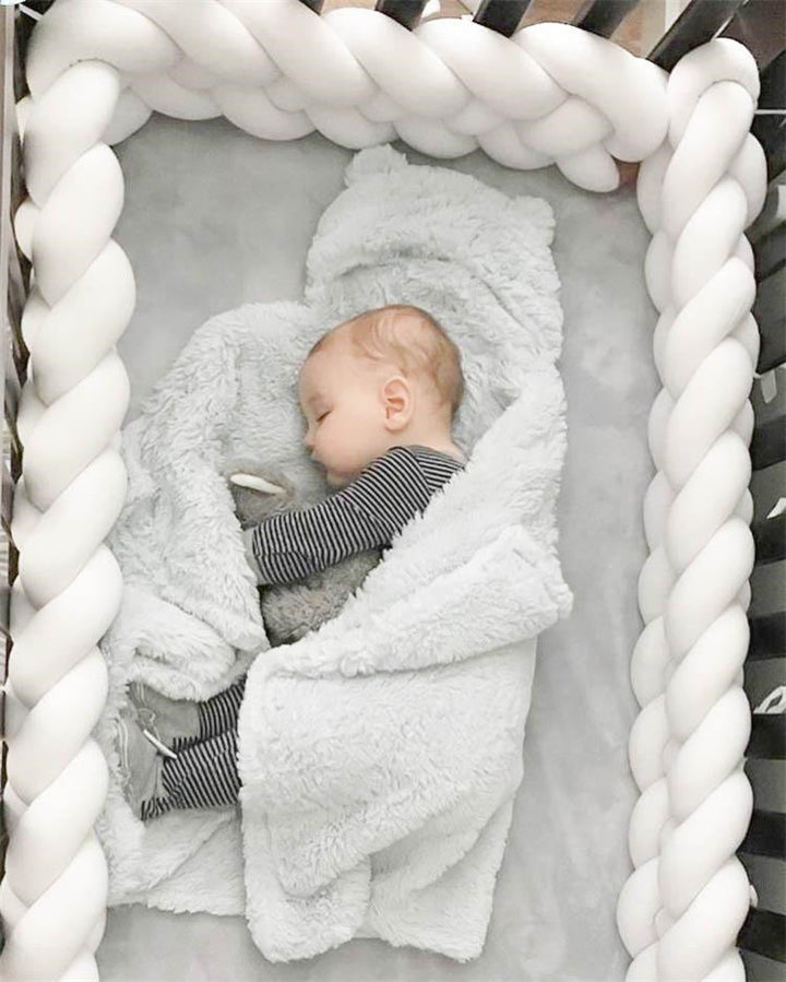 Baby Bumper Ademend Katoenmix Veilig Stijlvol 200-400 cm Naturel Zand Oudroze Grijsblauw Saliegroen 2