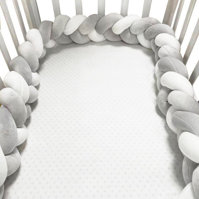 Baby Bumper Ademend Katoenmix Veilig Stijlvol 200-400 cm Naturel Zand Oudroze Grijsblauw Saliegroen 21