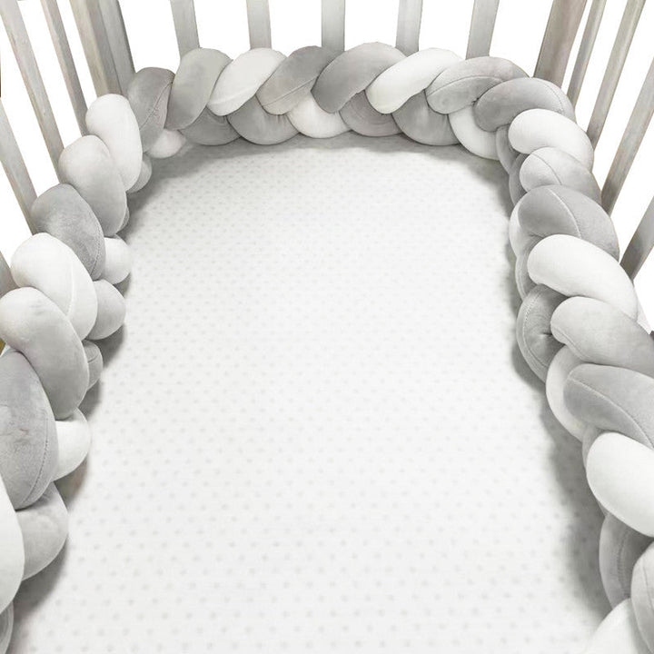 Baby Bumper Ademend Katoenmix Veilig Stijlvol 200-400 cm Naturel Zand Oudroze Grijsblauw Saliegroen 21