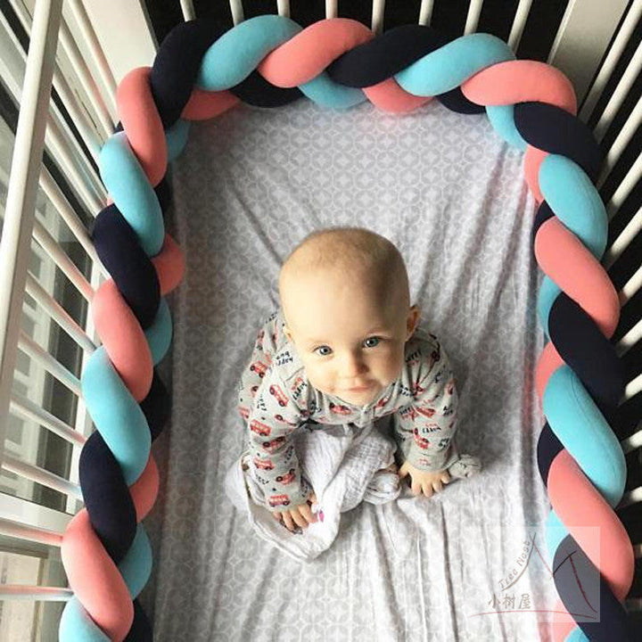 Baby Bumper Ademend Katoenmix Veilig Stijlvol 200-400 cm Naturel Zand Oudroze Grijsblauw Saliegroen 3