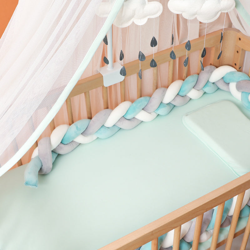 Baby Bumper Ademend Katoenmix Veilig Stijlvol 200-400 cm Naturel Zand Oudroze Grijsblauw Saliegroen 4