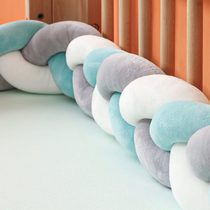 Baby Bumper Breathable Cotton Blend Safe Stylish 200-400 cm Natural Sand Old Pink Grayish Blue Sage Green 7