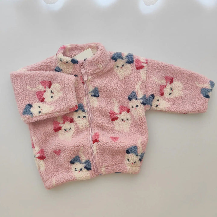Baby Girl Jacket Cartoon Dinosaur Soft Lambswool Coat for 1-9 Years 6