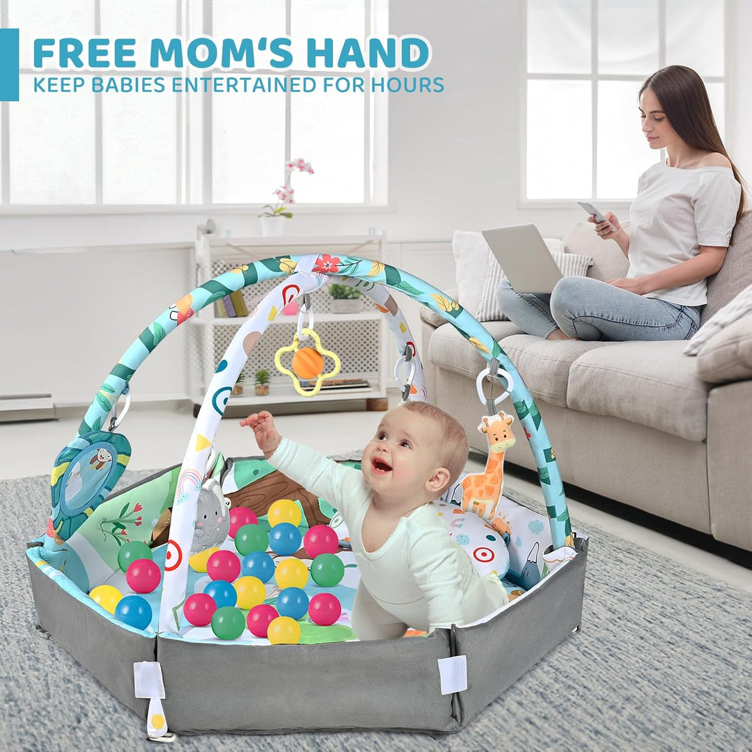 Baby Speelkleed 8-in-1 Multifunctioneel Zacht Ademend Textiel met 6 Afneembare Speeltjes 6
