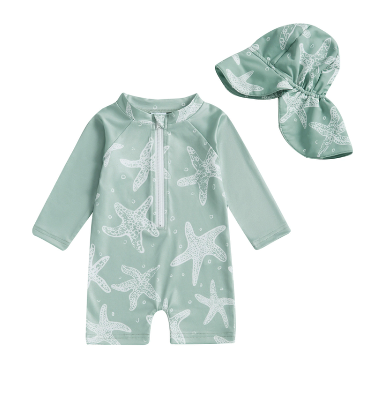 Baby UV Zwempak Set Lange Mouwen UPF50+ Polyester met Zonnehoedje 0