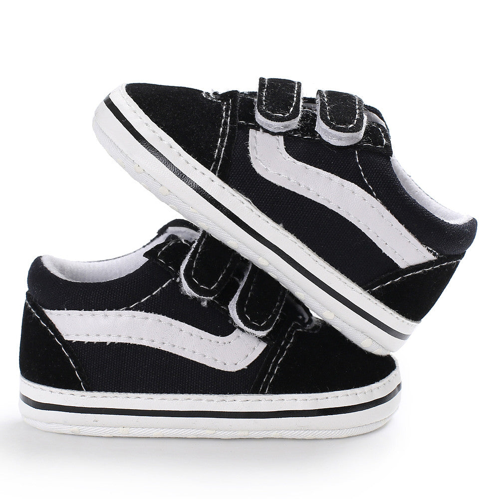 Baby Walking Shoes for Infants 0-1.5 Years – Soft Canvas and Suede Sneakers with Velcro Closure 0