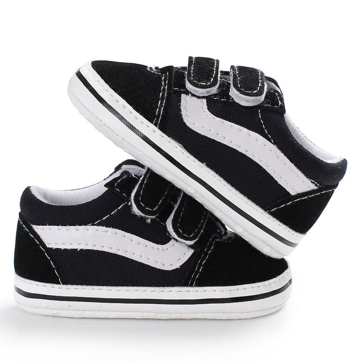 Baby Walking Shoes for Infants 0-1.5 Years – Soft Canvas and Suede Sneakers with Velcro Closure 0