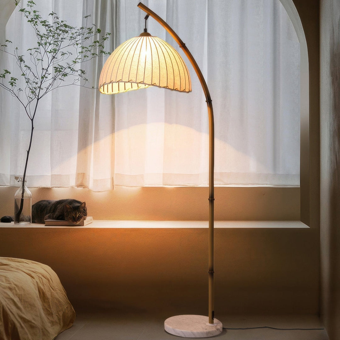 BambooAura | Modern Elegant Standing Floor Lamp with Linen Shade 1