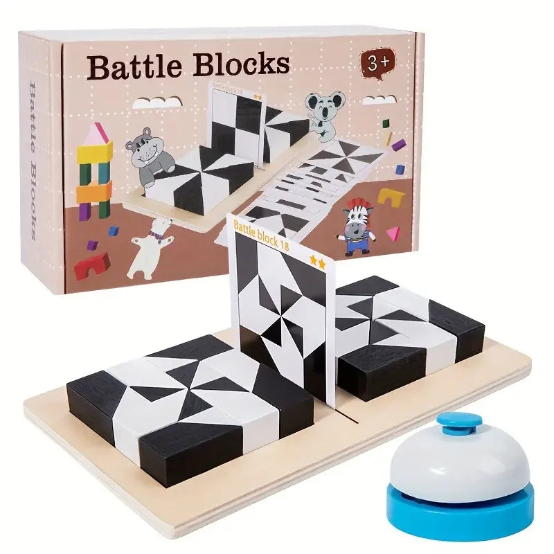 Battle Blocks Puzzelspel voor Kinderen – Creatief Probleemoplossend Spel met Teamwork en Draagbaar Ontwerp, Voor Leeftijd 3+ 0