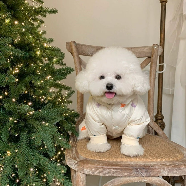 Bear Pattern Jumpsuit Jacket for Small to Medium Dogs – Cozy and Stylish Winter Wear 2