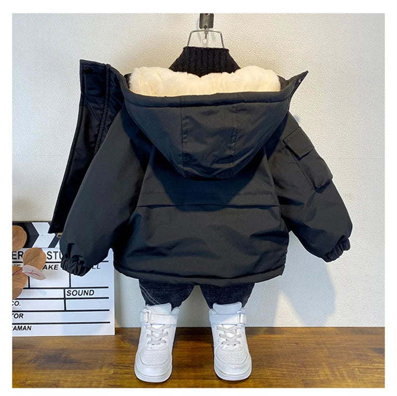 Boys Winter Jacket Hooded Thick Cotton Coats Warm Outerwear for Kids 5