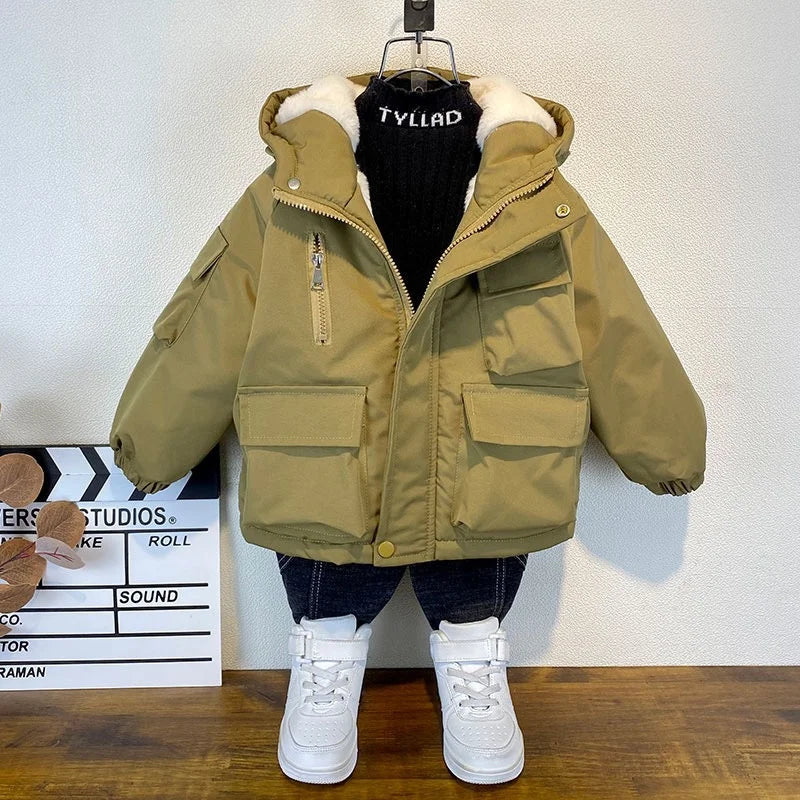 Boys Winter Jacket Hooded Thick Cotton Coats Warm Outerwear for Kids 9