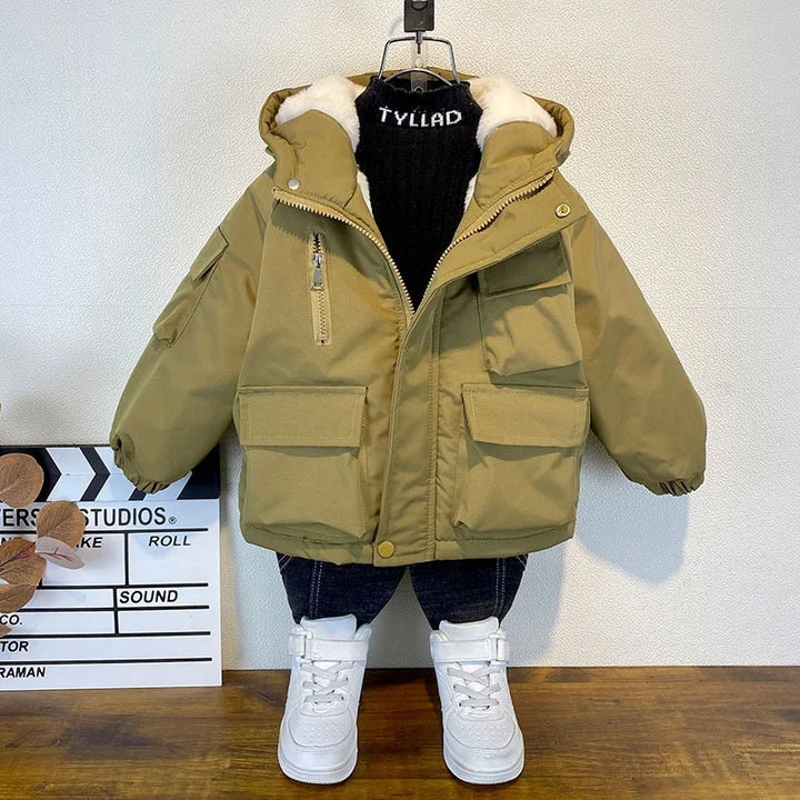 Boys Winter Jacket Hooded Thick Cotton Coats Warm Outerwear for Kids 9
