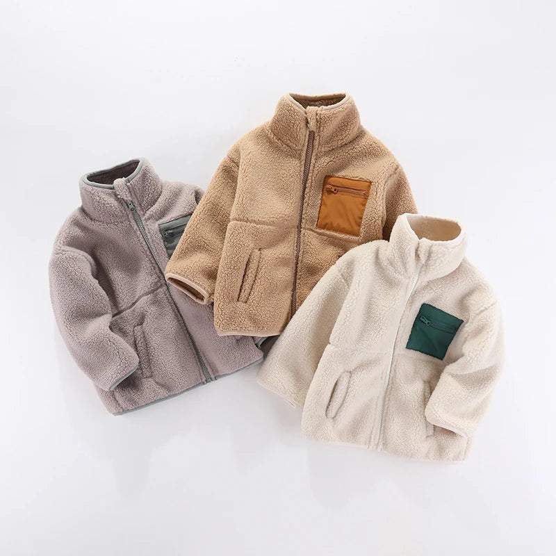 Boys Winter Jacket Warm Fleece Zipper Outerwear for Autumn Winter 0