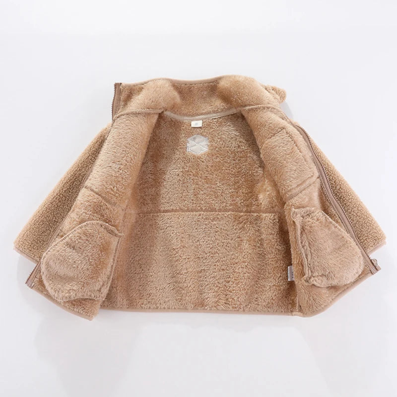 Boys Winter Jacket Warm Fleece Zipper Outerwear for Autumn Winter 4