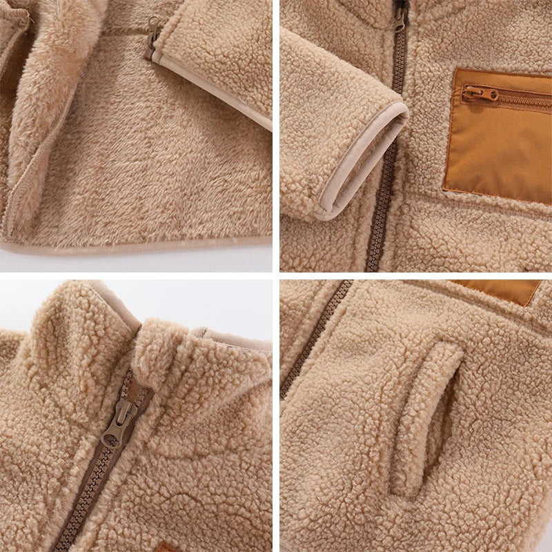 Boys Winter Jacket Warm Fleece Zipper Outerwear for Autumn Winter 5