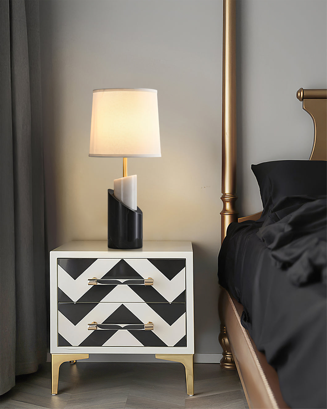 BrassAura – Marble Table Lamp with Luxe Brass Finish 5